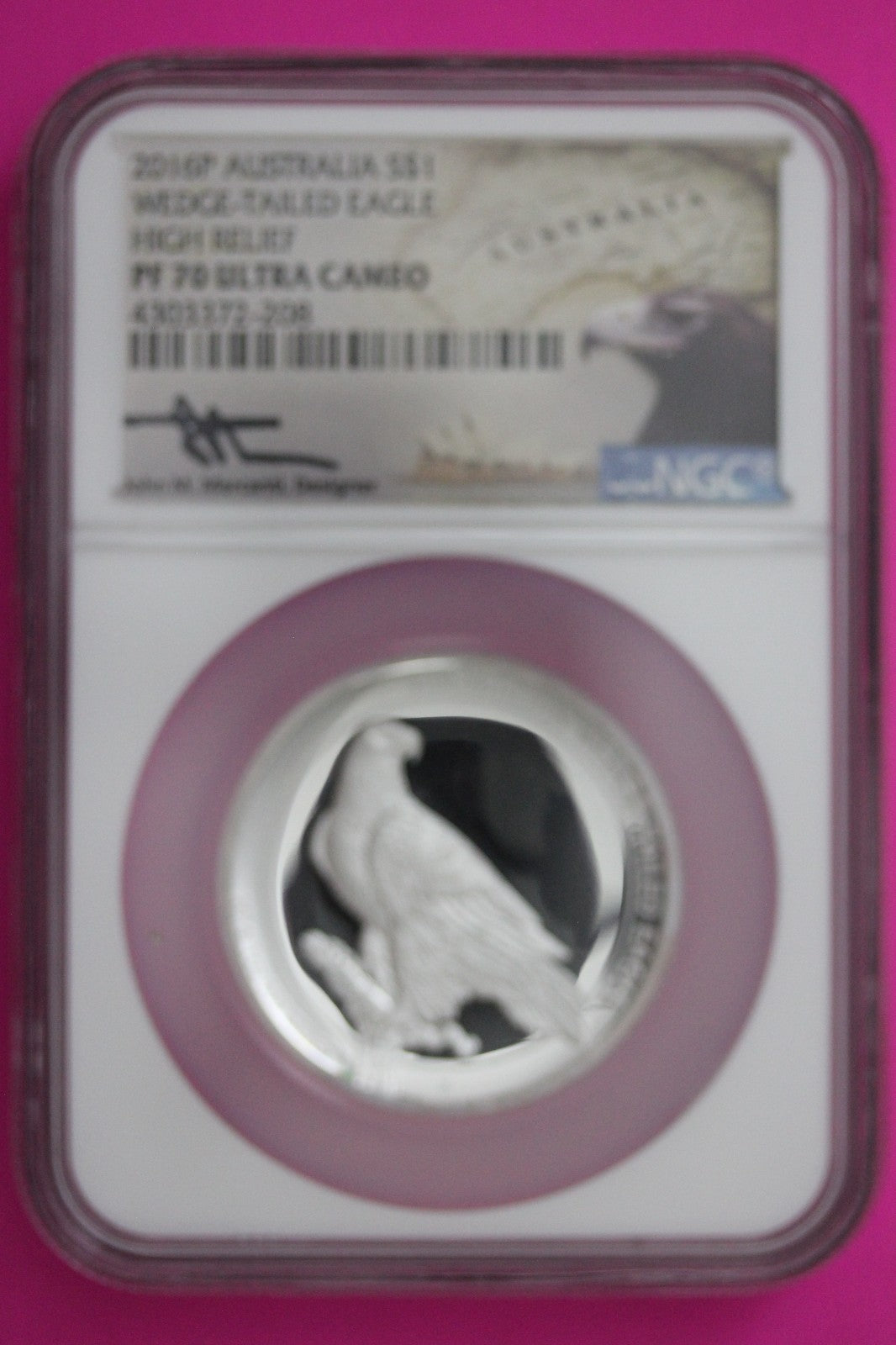 2016 PF 70 Hi Relief Australia Eagle $1 Silver NGC Mercanti Sig With COA 6010