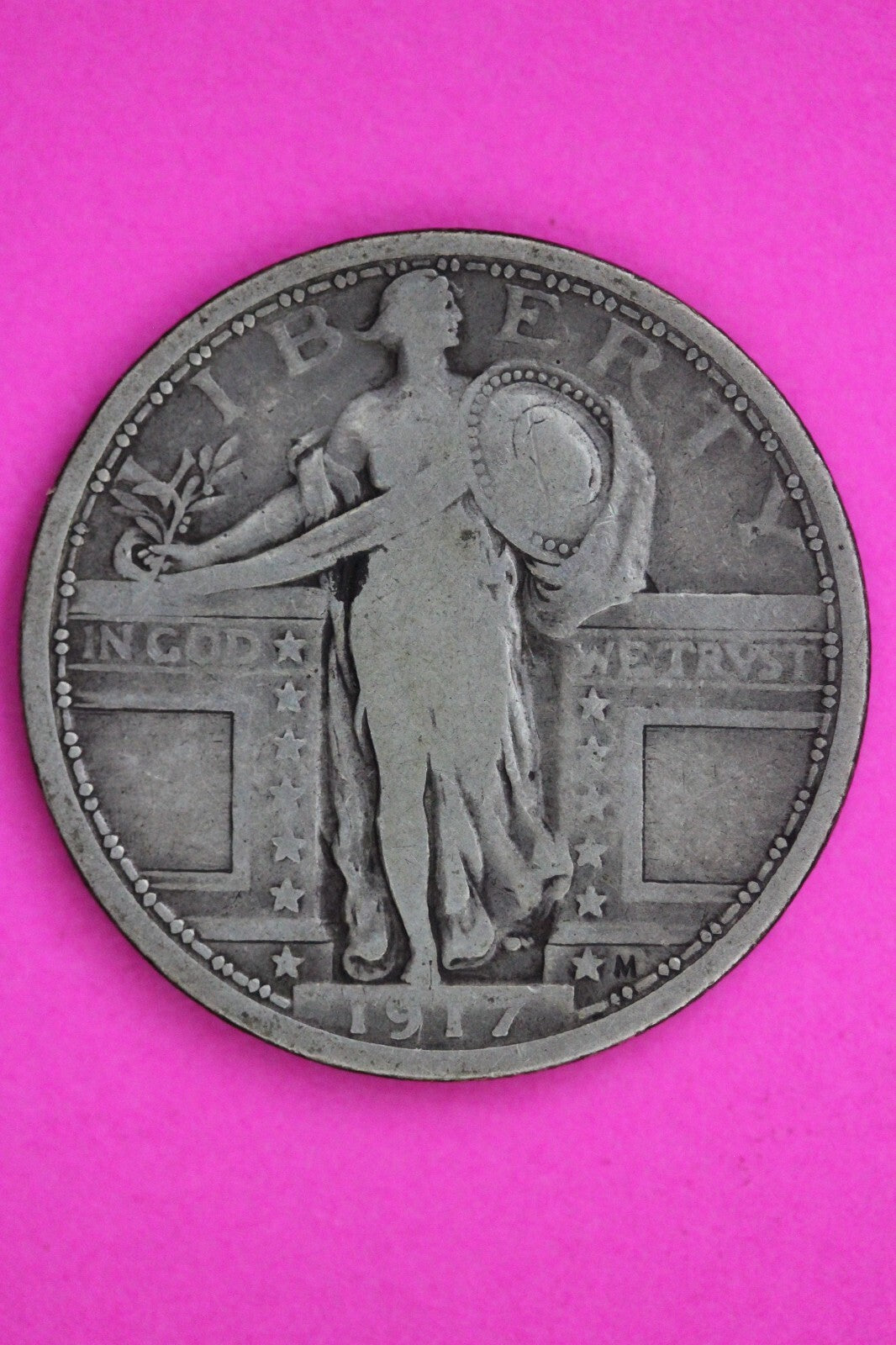 1917 P Type 1 Standing Liberty Silver Quarter Genuine Semi Key Date Coin G0620N