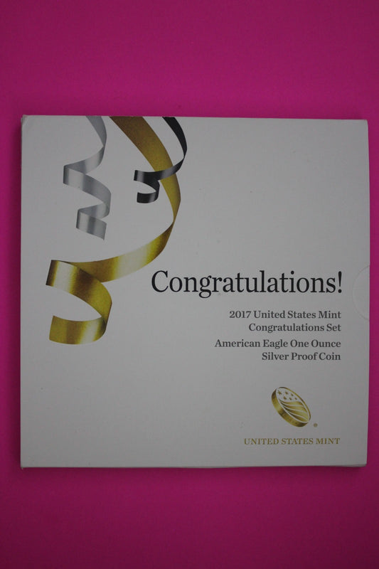 Gem 2017 S Congratulations U.S. Mint Set Proof Deep Cameo Silver Eagle COA 9062