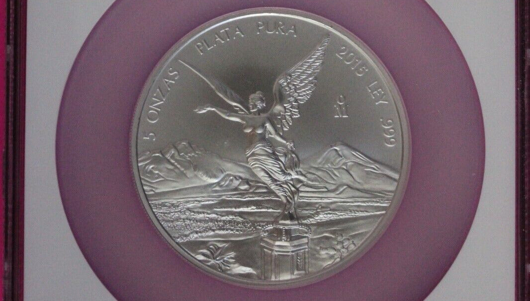 Top Pop 2015 Mo MS 70 Mexico Libertad 5 Onza 5 OZ Silver NGC Graded Slab 7035