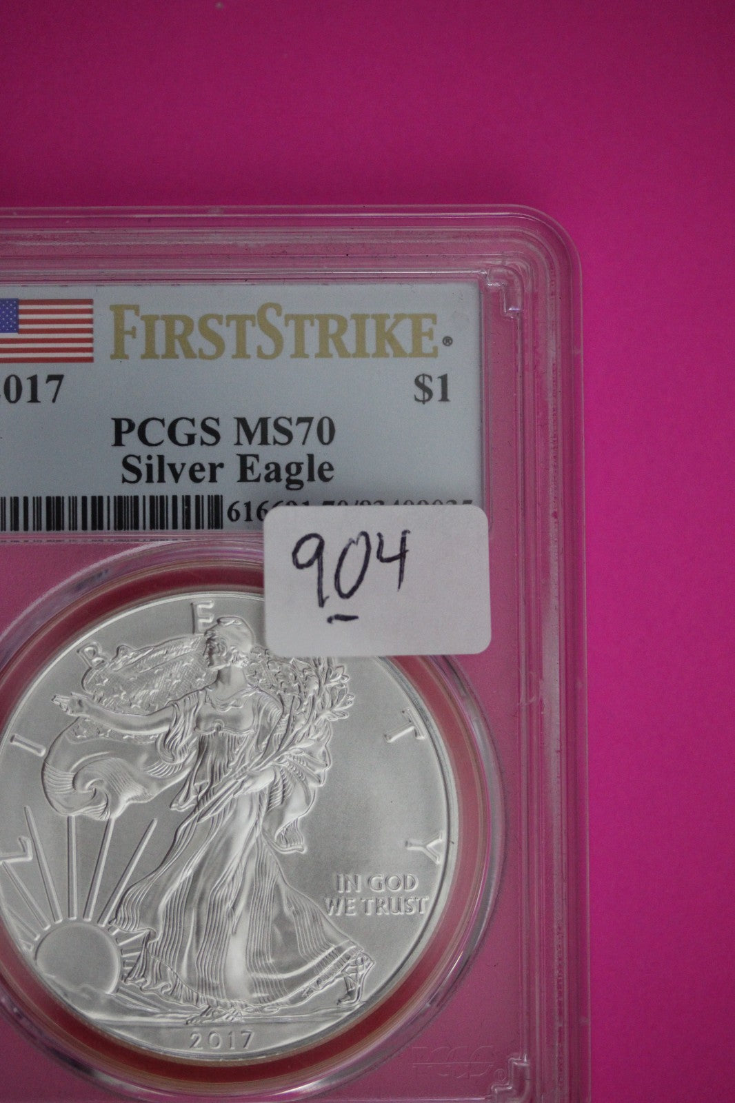 2017 MS 70 Silver Eagle First Strike 1 OZ PCGS Graded Authentic Coin Slab 904