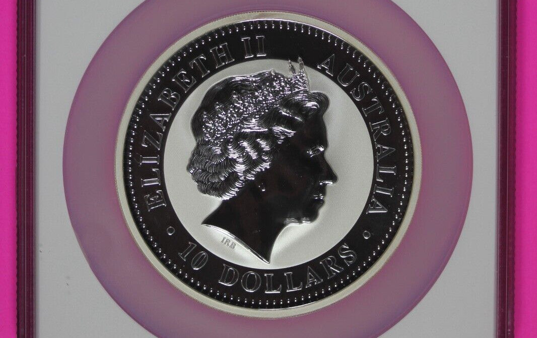 2004 MS 69 10 Ounces Silver Australia Year Of The Monkey .999 Fine NGC Slab 7033