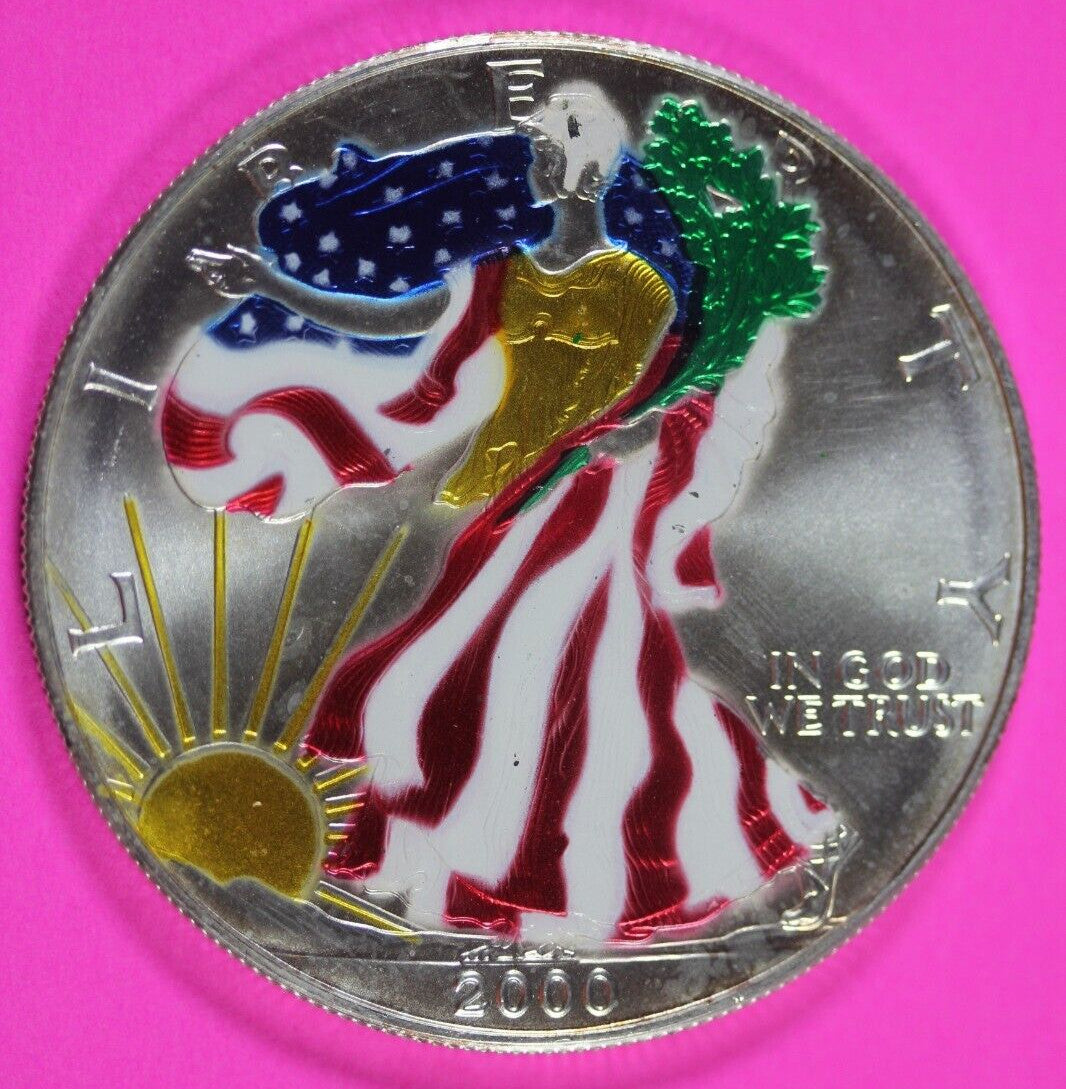 Colorized 2000 American Silver Eagle 1 Ounce .999 Fine Exact Coin Shown 149