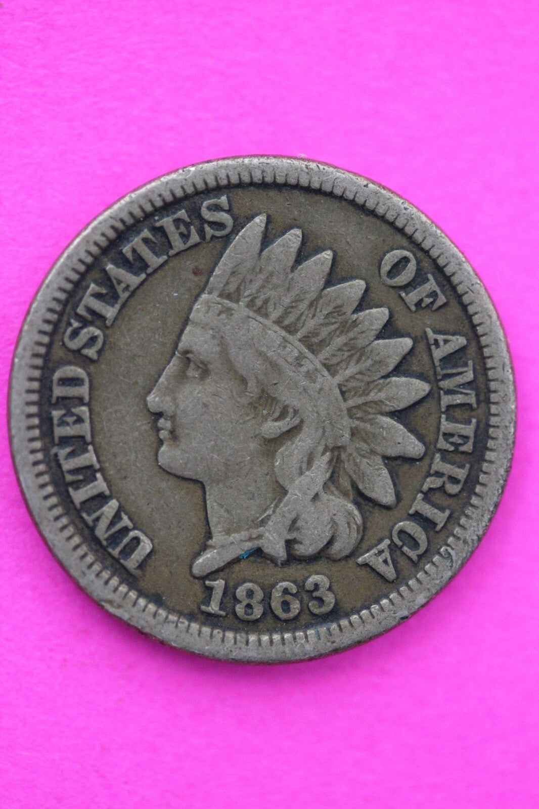 1863 Copper Nickel Indian Head Cent Penny Early Type Coin Exact Coin Pictured 59