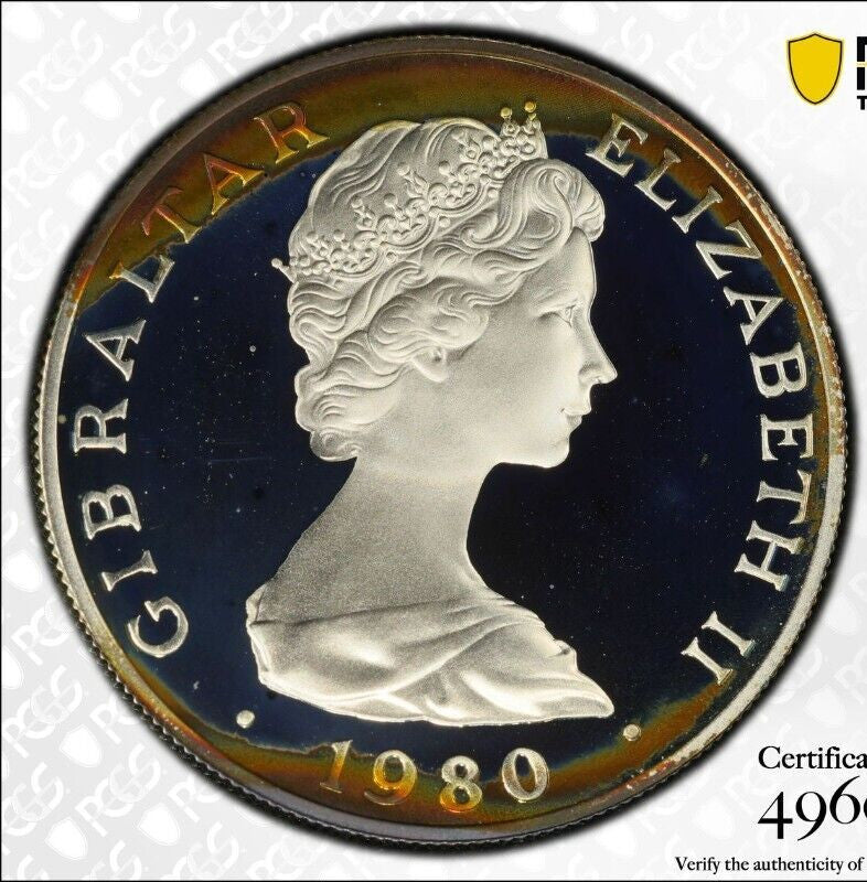 Toned 1980 PR 68 DCAM Crown Gibraltar  PCGS Queen Elizabeth 80th Birthday 530