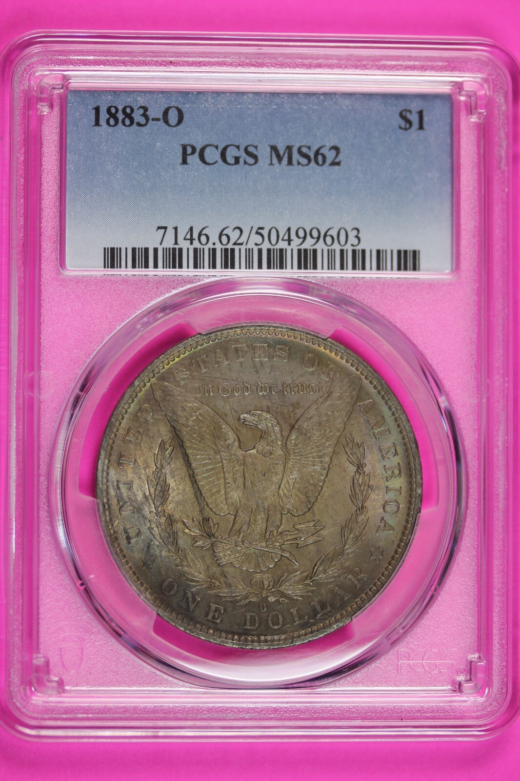 Toned 1883 O MS 62 Morgan Liberty Silver Dollar PCGS Certified Graded Slab  977