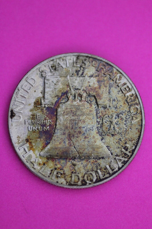 High Grade Toned 1950 D Ben Franklin Silver Half Dollar Exact Coin Shown 17