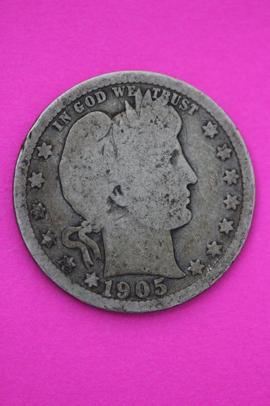 1905 P Barber Liberty Silver Quarter Scarce Semi Key Date Philadelphia Mint 07