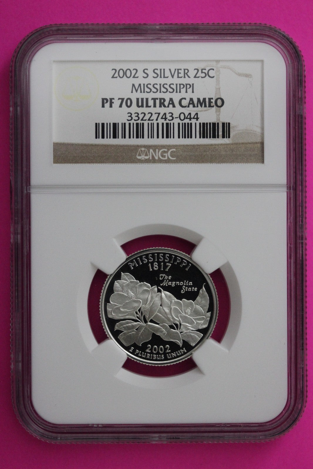 2002 S PF 70 Mississippi Silver State Quarter NGC Certified Authentic Slab 438