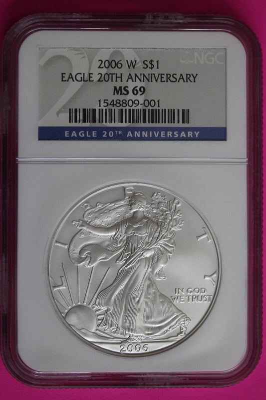 2006 W MS 69 Silver American Eagle 20th Anniversary NGC Certified Graded 574