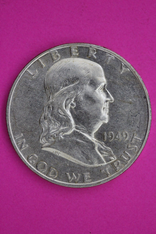 High Grade 1949 D Ben Franklin Silver Half Dollar Guaranteed Authentic Coin 1315