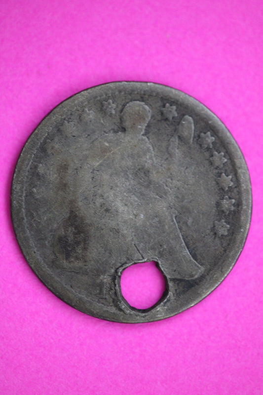 Dateless Seated Half Dime Silver Exact Coin Shown Filler Damaged Holed Bent 2735