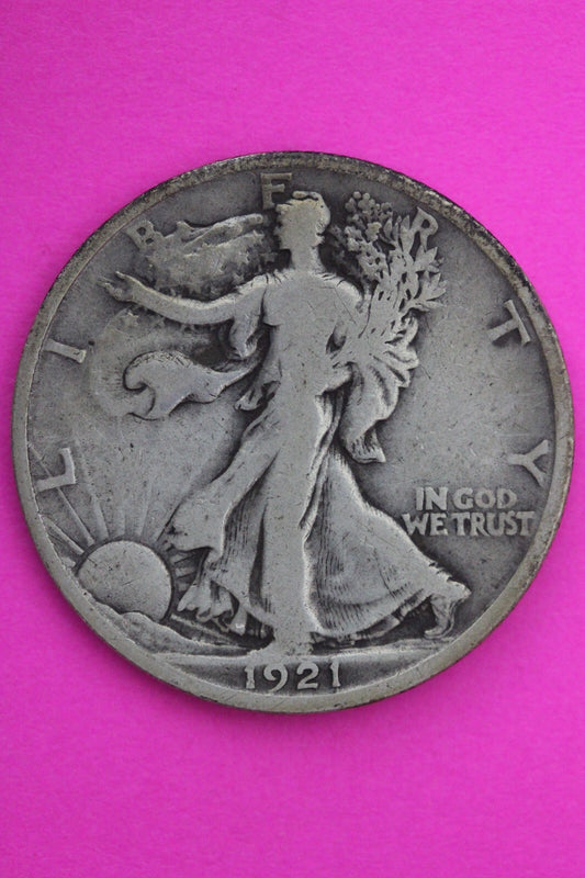 1921 D Walking Liberty Walker Half Dollar Coin Semi Key Date Coin Genuine 0444N