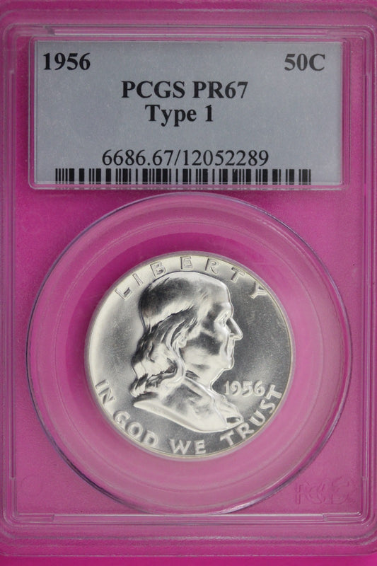 1956 PR 67 Type 1 Ben Franklin Half Dollar PCGS Graded Certified Authentic 61