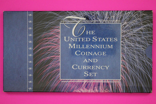 Rare 2000 Coin & Currency Millenium Set Silver Eagle & Sacagawea & $1 Note 9010