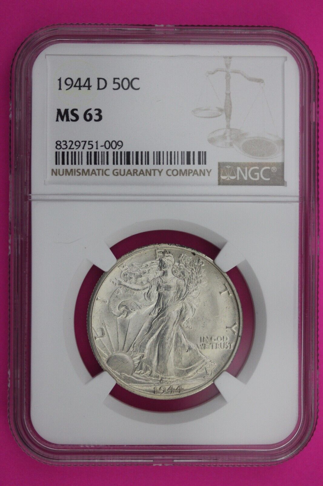 1944 D MS 63 Walking Liberty Half Dollar NGC Graded Certified Authentic 210
