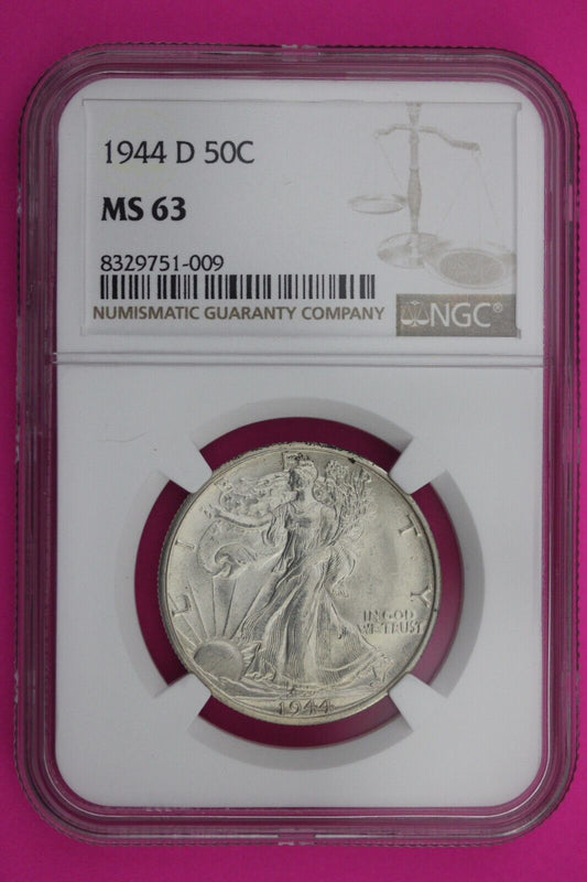 1944 D MS 63 Walking Liberty Half Dollar NGC Graded Certified Authentic 210