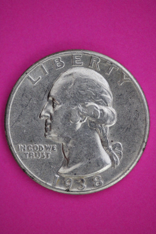 High Grade 1938 P George Washington Silver Quarter Guaranteed Genuine Coin 2607