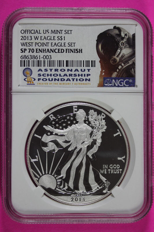 2013 W SP 70 Silver American Eagle Enhanced Finish Certified Authentic NGC 966