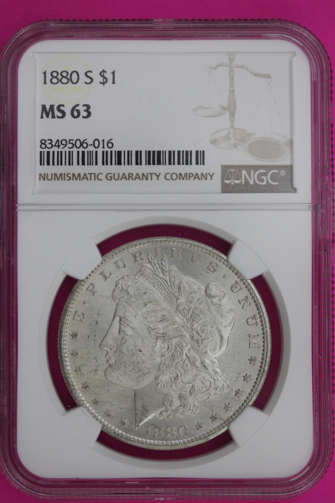1880 S MS 63 Liberty Morgan Silver Dollar NGC Certified Graded Authentic 1009