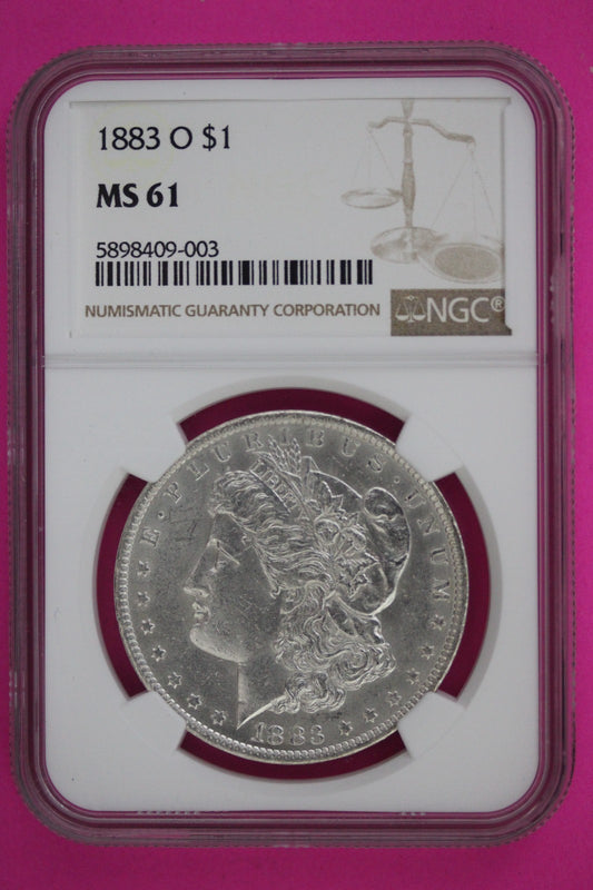 1883 O MS 61 Liberty Morgan Silver Dollar NGC Certified Graded Authentic 998
