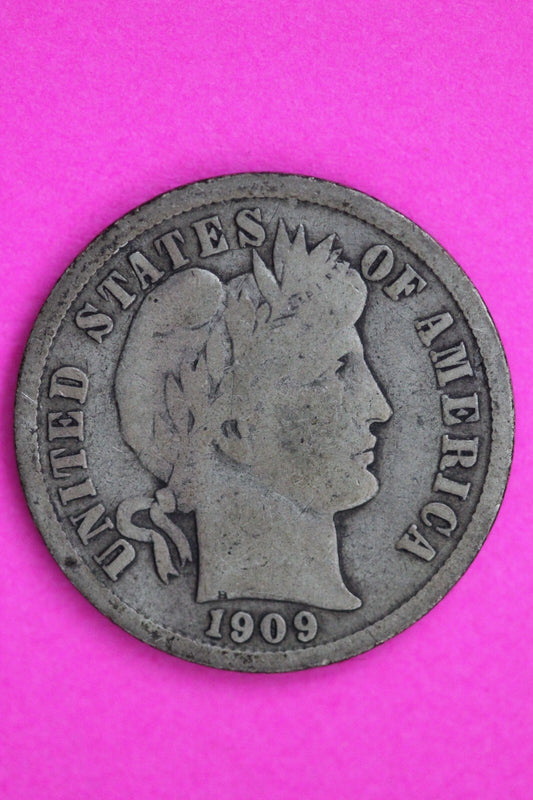 1909 D Barber Liberty Dime Silver Coin Guaranteed Authentic & Genuine 0718N