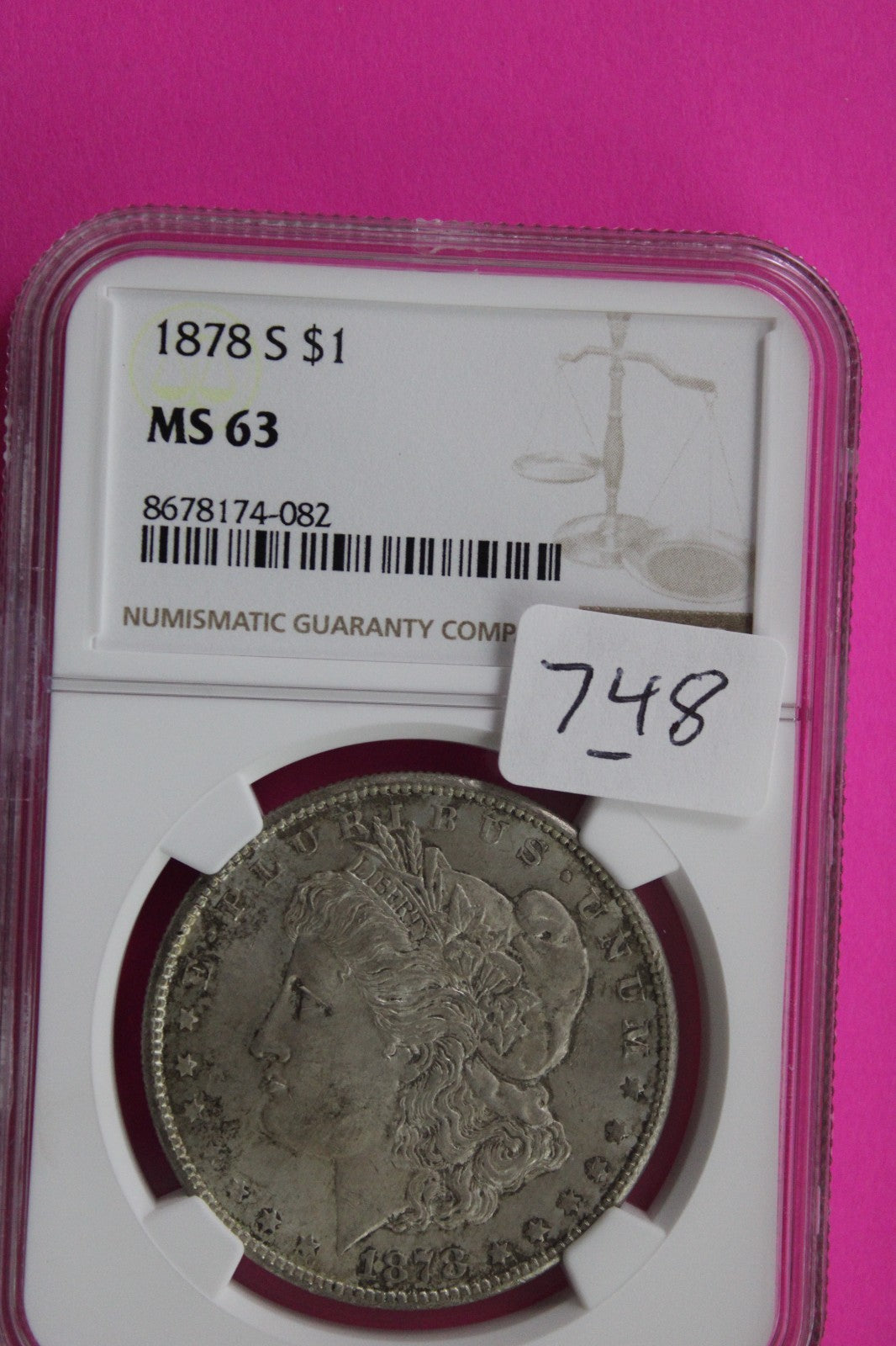 1878 S MS 63 Liberty Morgan Silver Dollar NGC Certified Graded Authentic 748