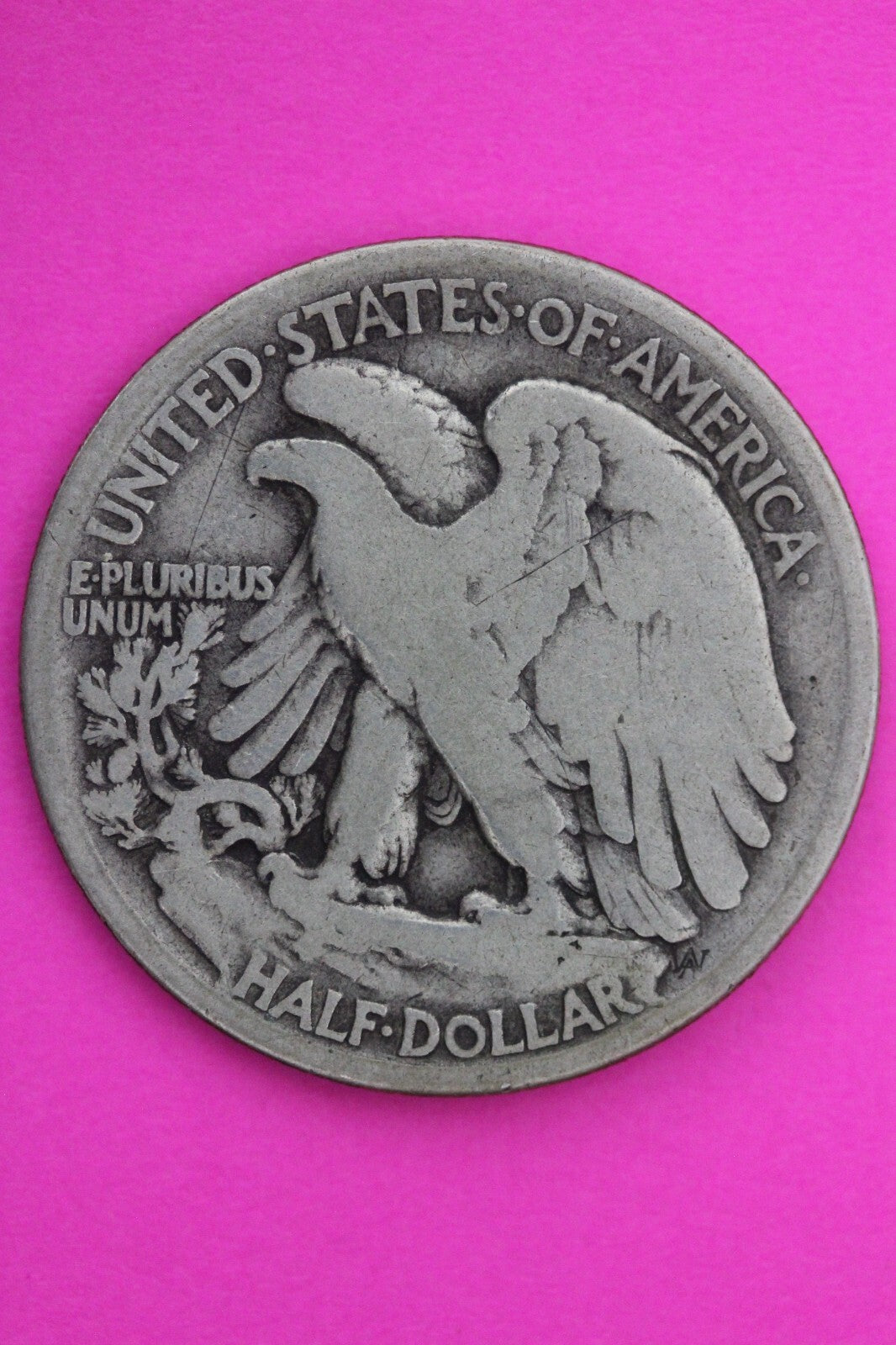 1917 S Obverse Mint Mark Walking Liberty Walker Half Dollar Coin Scratches 0443N