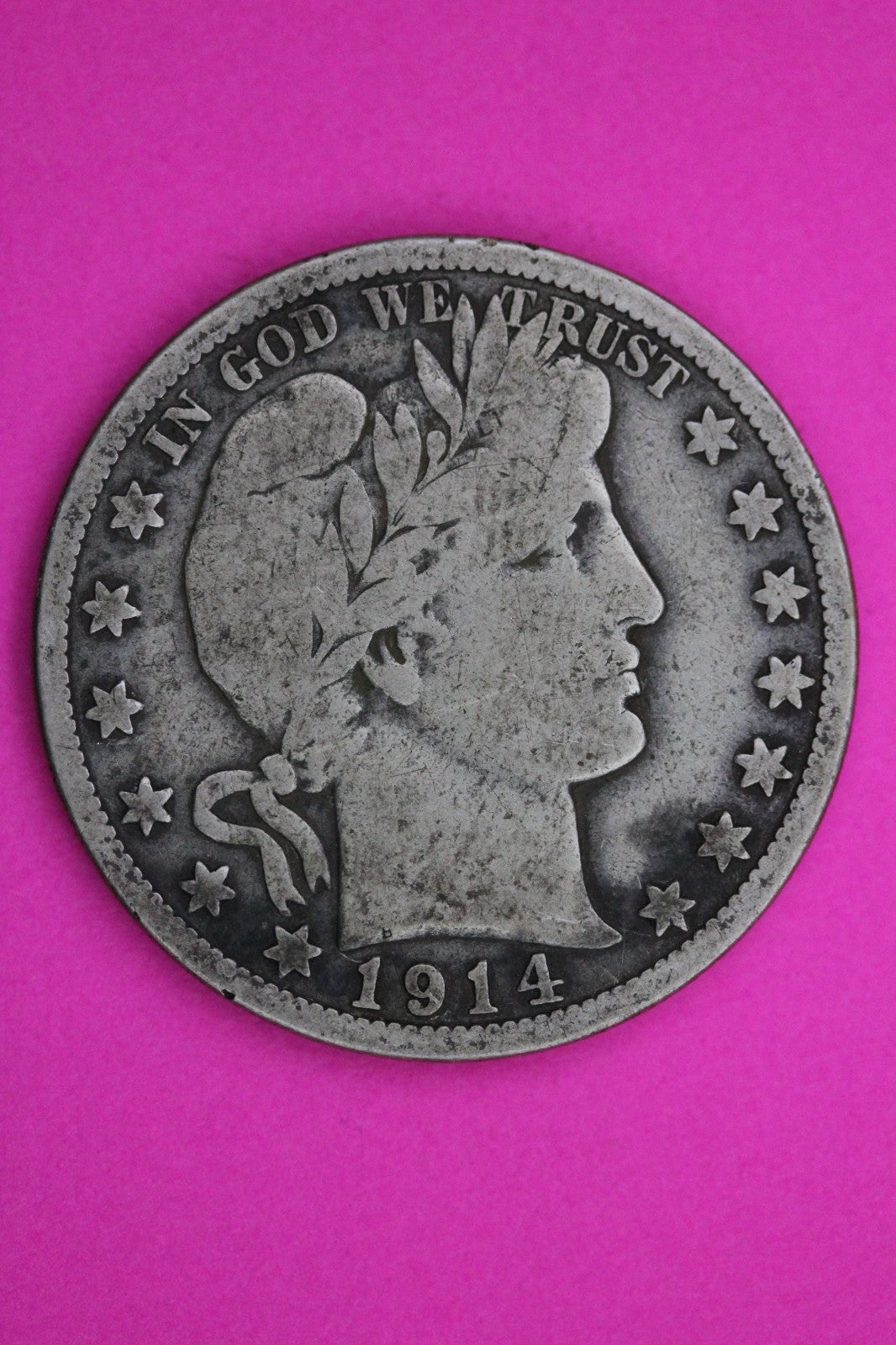 1914 S Barber Liberty Silver Half Dollar Guaranteed Authentic Genuine Coin 2327