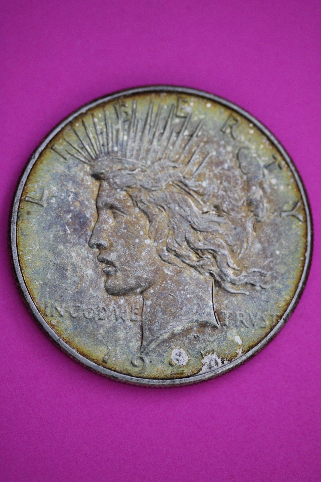 High Grade Toned 1927 S Peace Silver Dollar LIberty Coin Authentic Genuine 2493