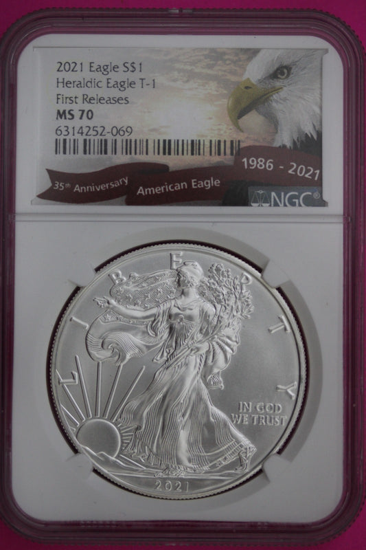 2021 T1 MS 70 Silver American Eagle 1 Ounce NGC Certified Graded Authentic 913