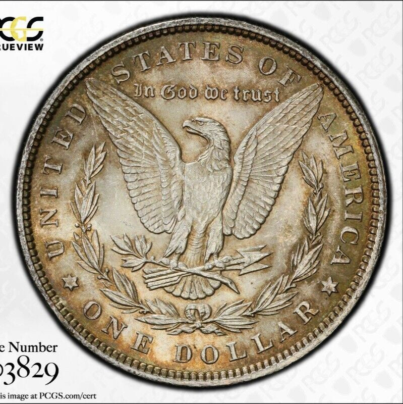 Toned 1896 P MS 62 Morgan Liberty Silver Dollar PCGS Certified Slab 12