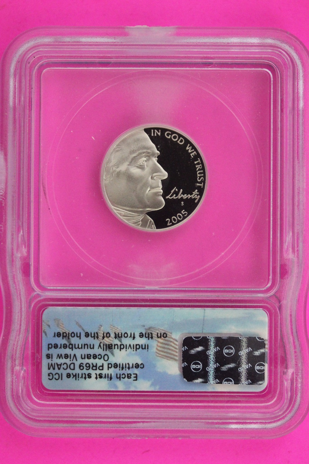 2005 S PR 69 Thomas Jefferson Nickel ICG Certified Graded Authentic Slab 1319