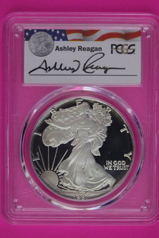 1987 S PR 69 Silver Eagle Reagan Legacy Series Ashley Reagan Signature PCGS  931