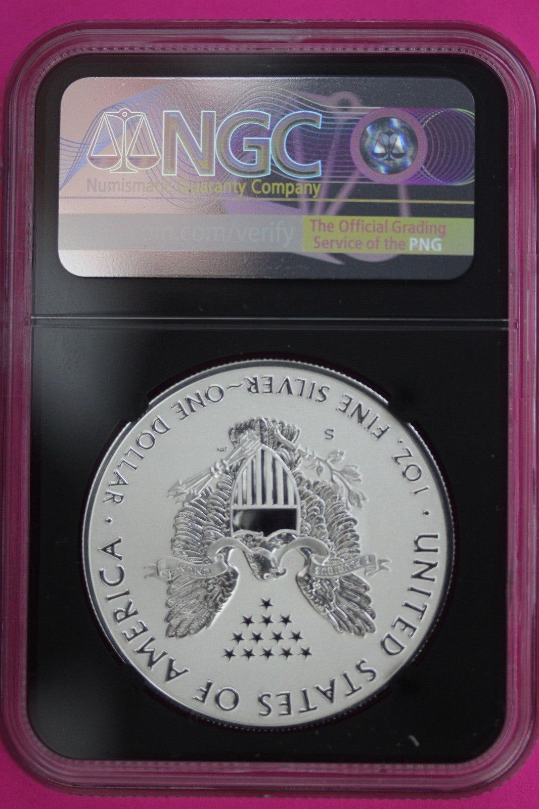 2019 S PF 70 Silver Eagle Enhanced Reverse Proof Mercanti Hand Signed FR NGC 444