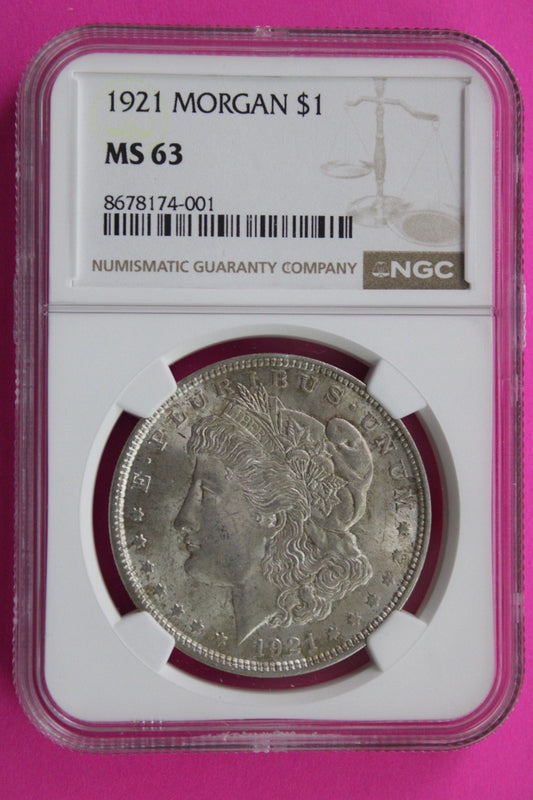 1921 P MS 63 Liberty Morgan Silver Dollar NGC Certified Graded Authentic 876