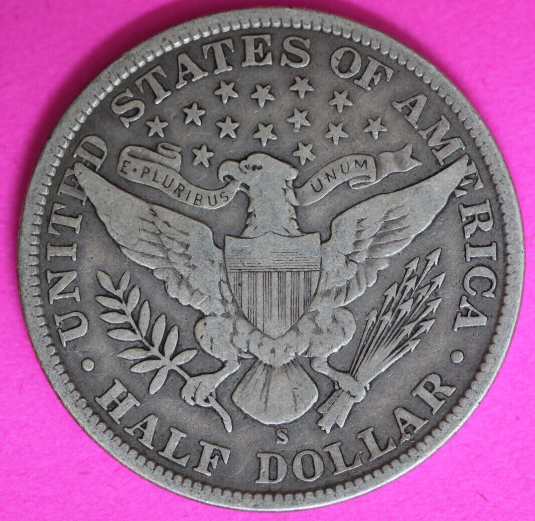 1909 S Barber Liberty Half Dollar Silver Coin Better Grade San Francisco Mint 88