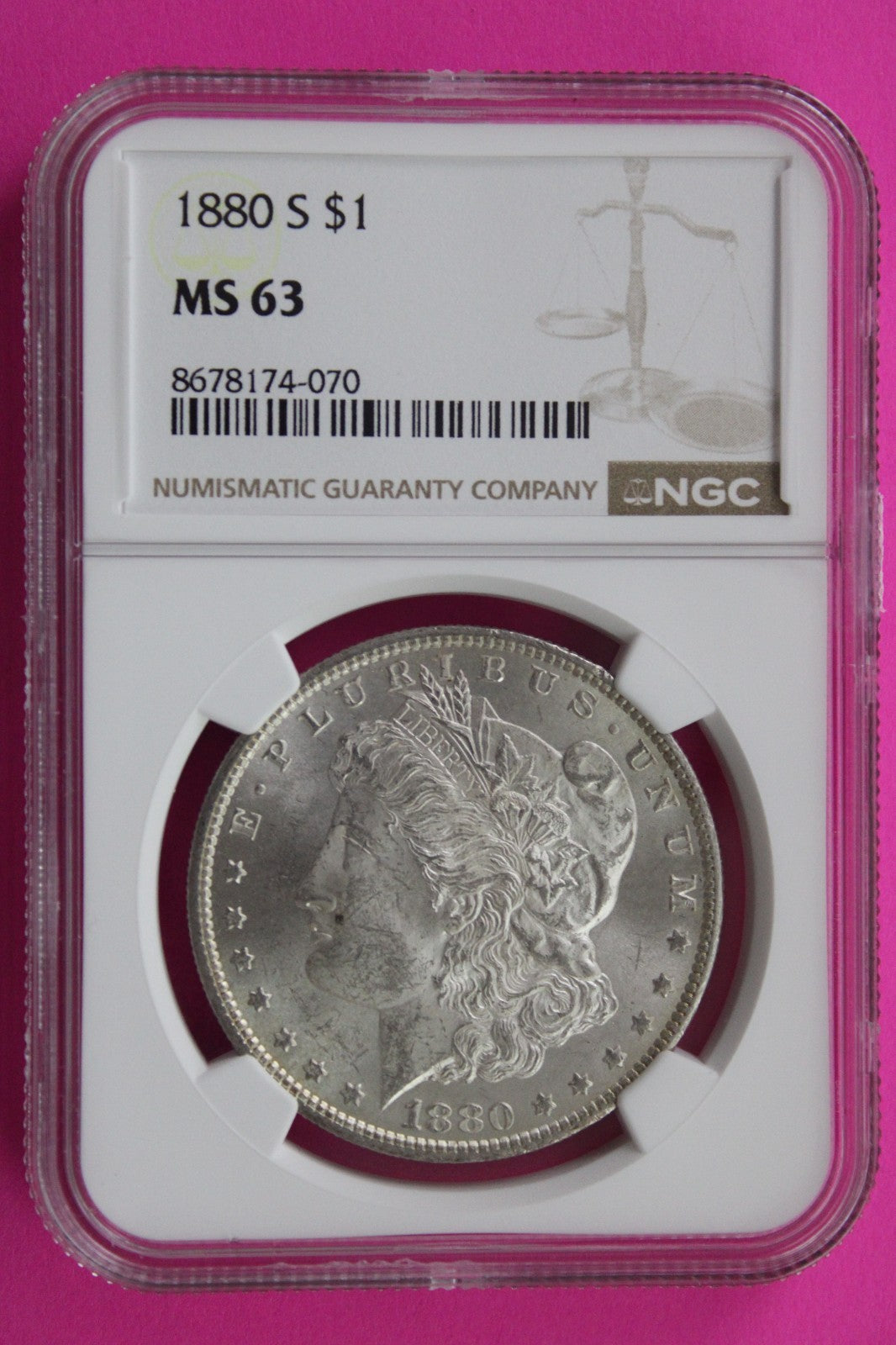 1880 S MS 63 Liberty Morgan Silver Dollar NGC Certified Graded Authentic 771