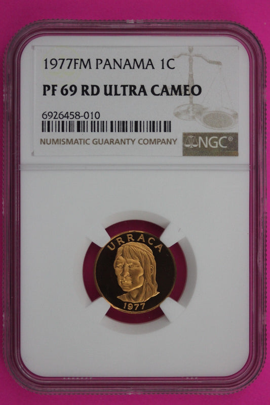 1977 Panama PF 68 Red Ultra Cameo Proof 1 Centesimo Coin NGC Pop 8,4 Finer 581