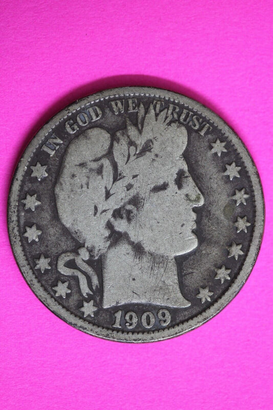 1909 O Barber Liberty Half Dollar Silver Semi Key Date Coin New Orleans Mint 48
