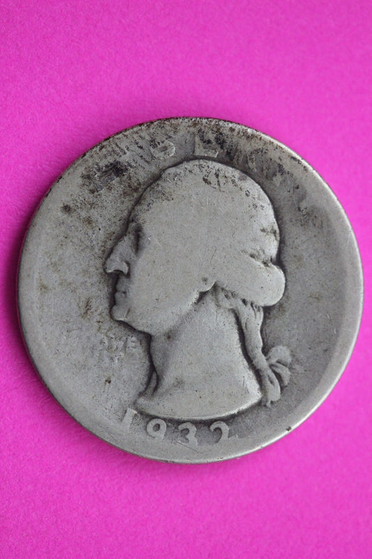 1932 D George Washington Silver Quarter Semi Key Date Coin Guaranteed Real 0877N