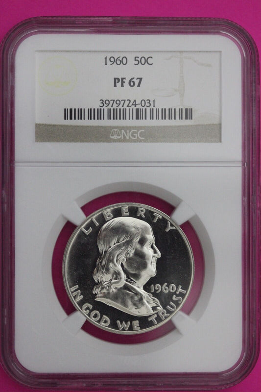 1960 PF 67 Ben Franklin Silver Proof Half Dollar NGC Graded Certified Slab 803