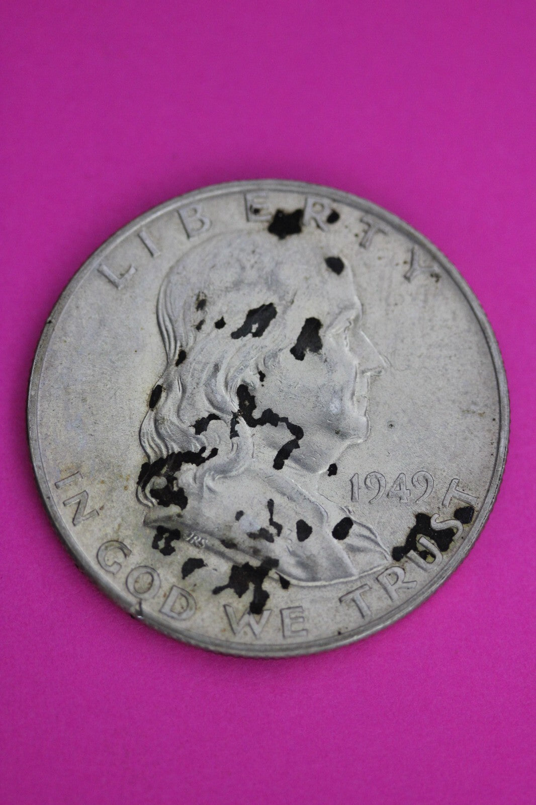 High Grade Toned 1949 D Ben Franklin Silver Half Dollar Exact Coin Shown 16