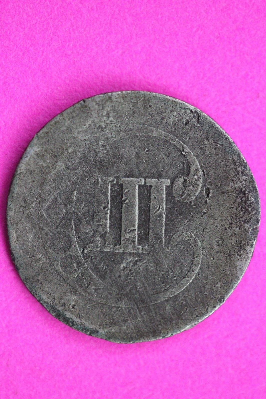 Dateless Trime 3 Three Cent Silver Dime Low Grade Smashed Exact Coin Shown 15