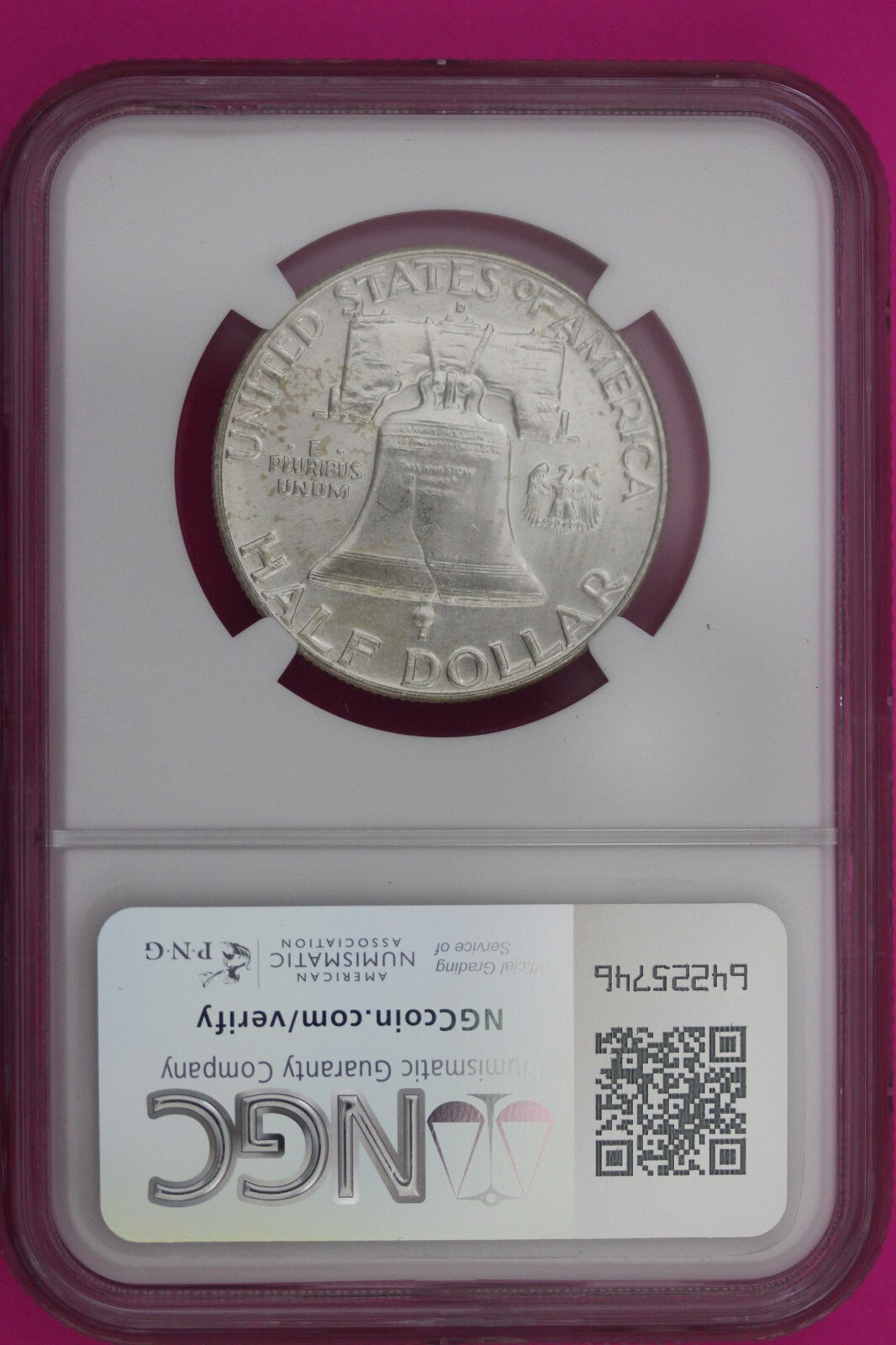 1962 D MS 64 Full Bell Lines Ben Franklin Silver Half Dollar NGC FBL Slab 04