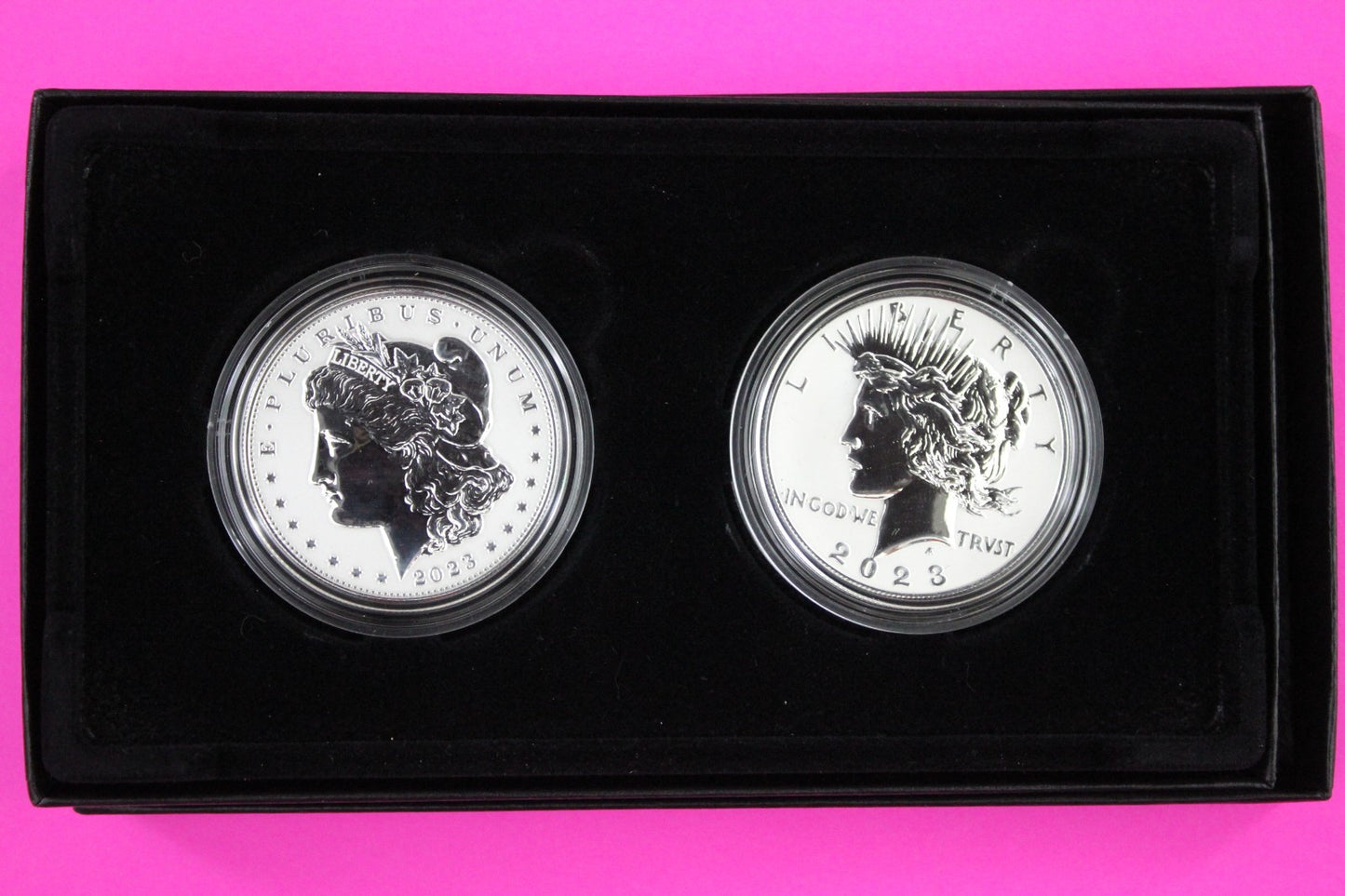 Gem 2023 Morgan & Peace Dollar Reverse Proof 1.7 Ounces of Silver Box & COA 7048