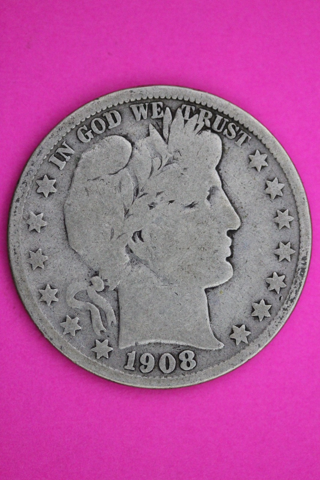1908 S Barber Liberty Silver Half Dollar Guaranteed Authentic Genuine Coin 2341
