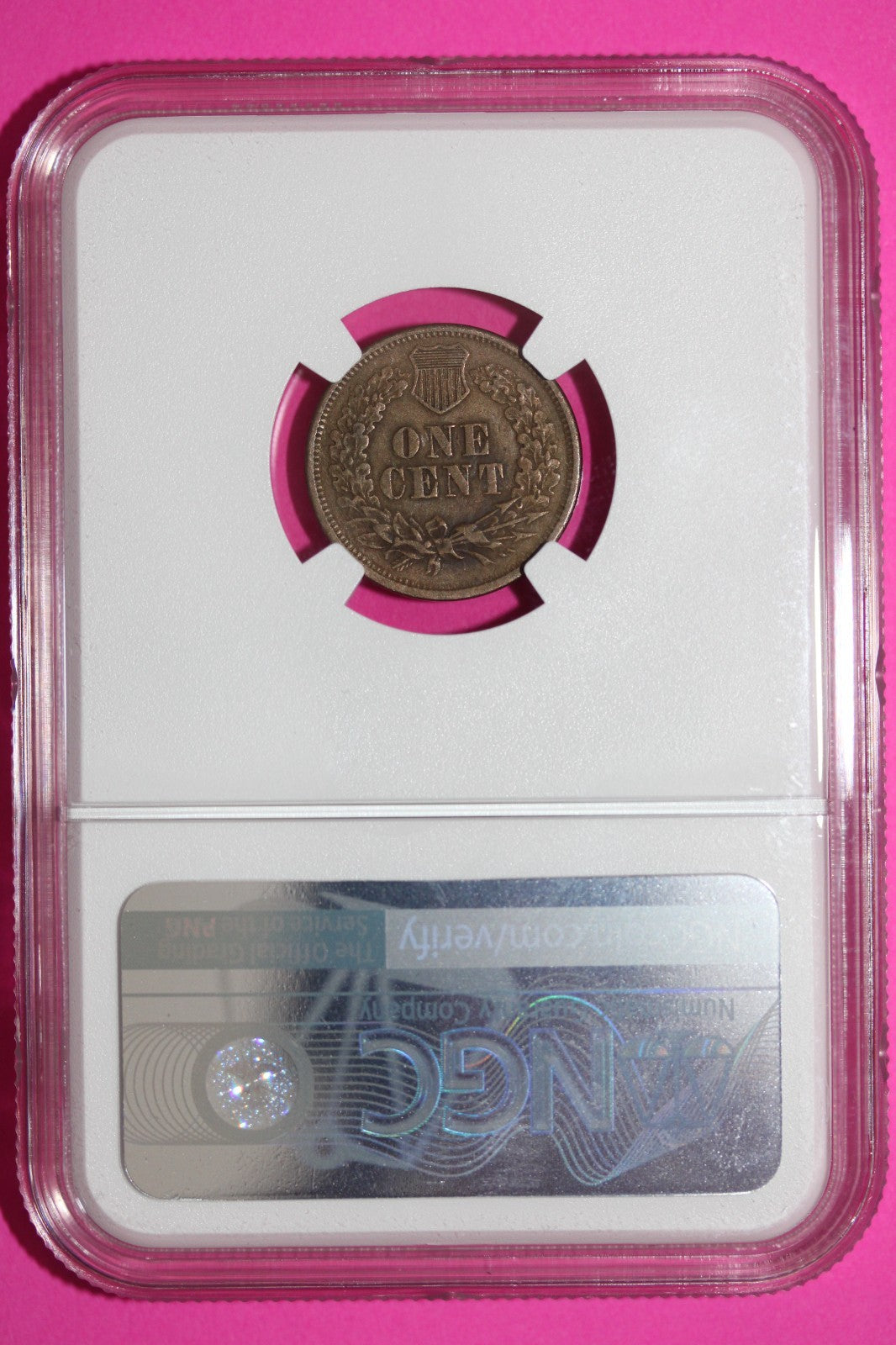 1860 Indian Head Cent Penny AU Details Cleaned NGC Certified Authentic Slab 908