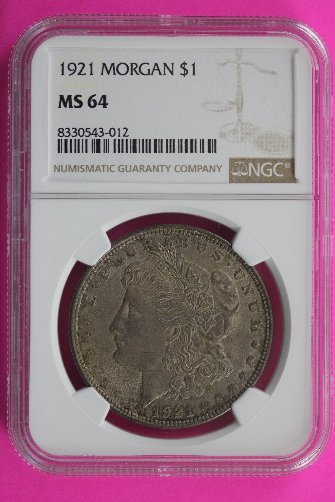 1921 P MS 64 Liberty Morgan Silver Dollar NGC Certified Graded Slab 473