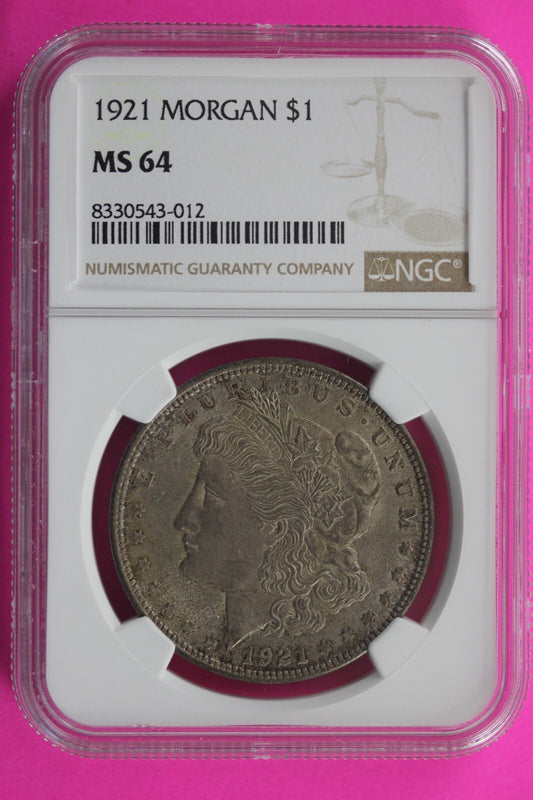 1921 P MS 64 Liberty Morgan Silver Dollar NGC Certified Graded Slab 473